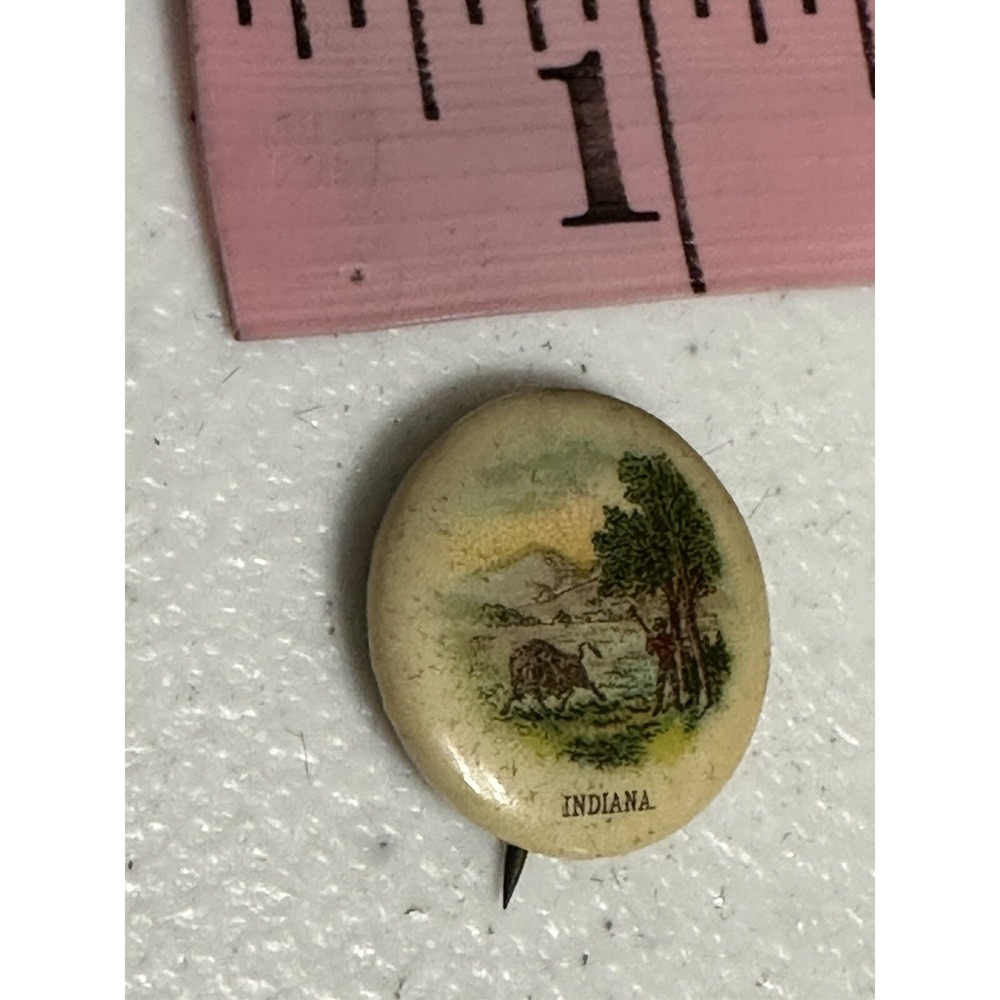 Indiana State Seal Sweet Caporal Cigarettes Whitehead & Hoag Pinback‎ Button